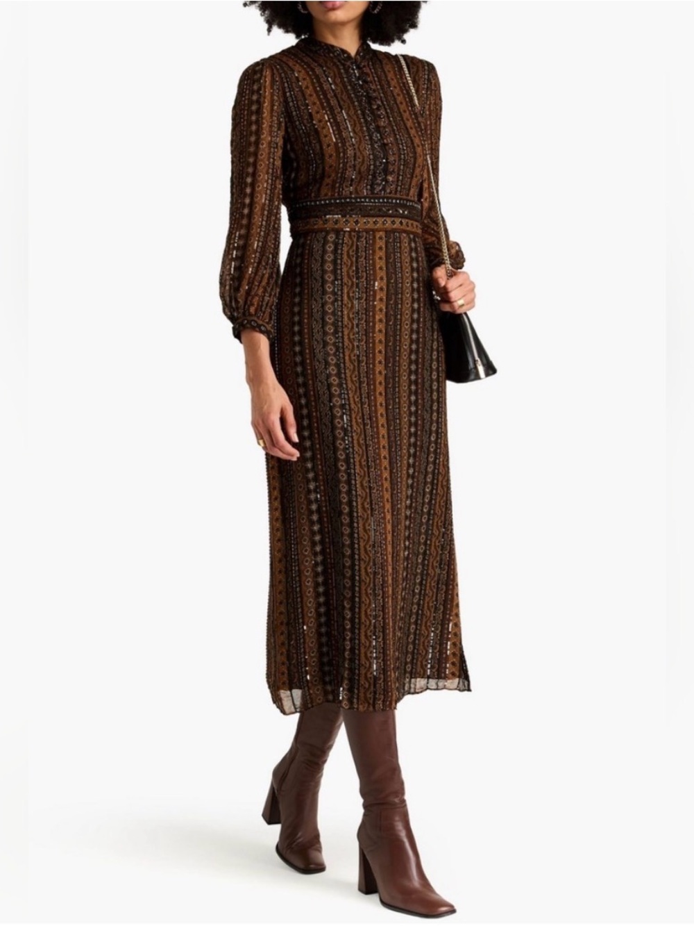 Veronica Beard Black and Brown Striped Midi Dress - Picture 10 of 10